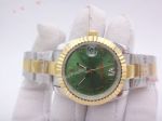Copy Rolex Datejust 31mm Watch Diamond VI 2 Tone Olive Green Face Rolex